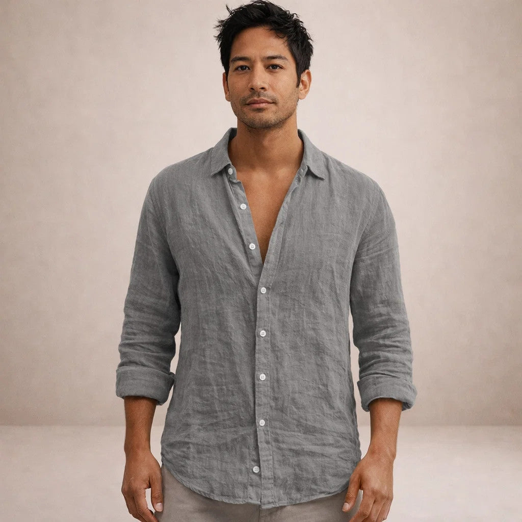 MANSSINO™ | Open-Collar Linen Shirt
