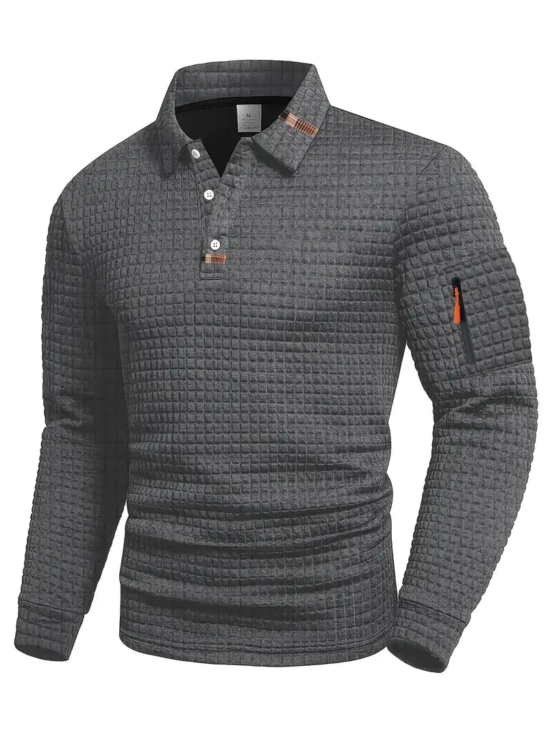 MANSSINO™ | Textured Long-Sleeve Polo