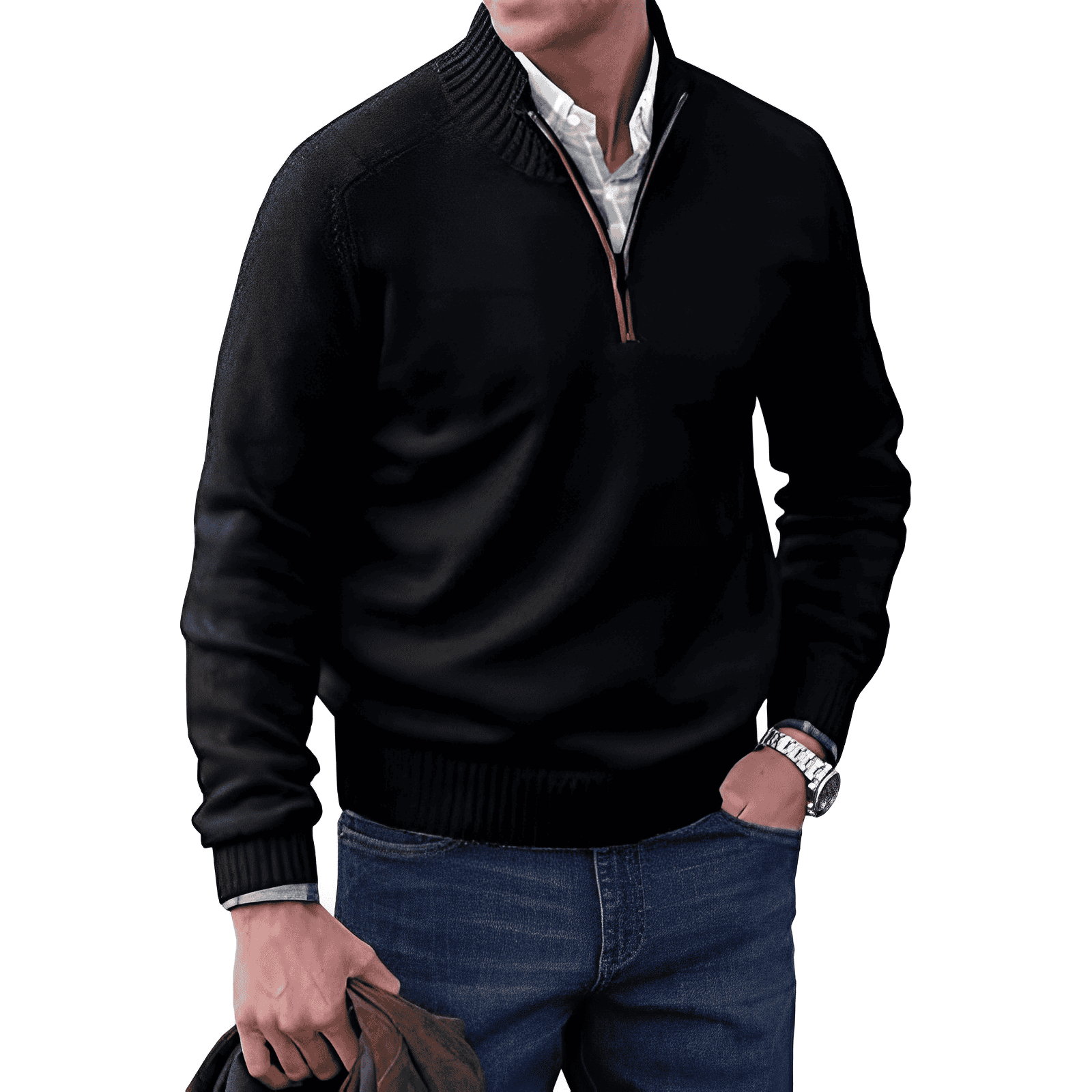 MANSSINO™ | Zip-Neck High-collar knit