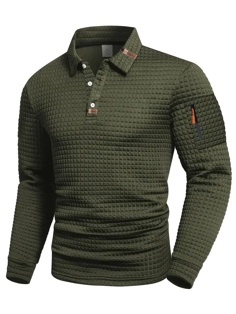 MANSSINO™ | Textured Long-Sleeve Polo