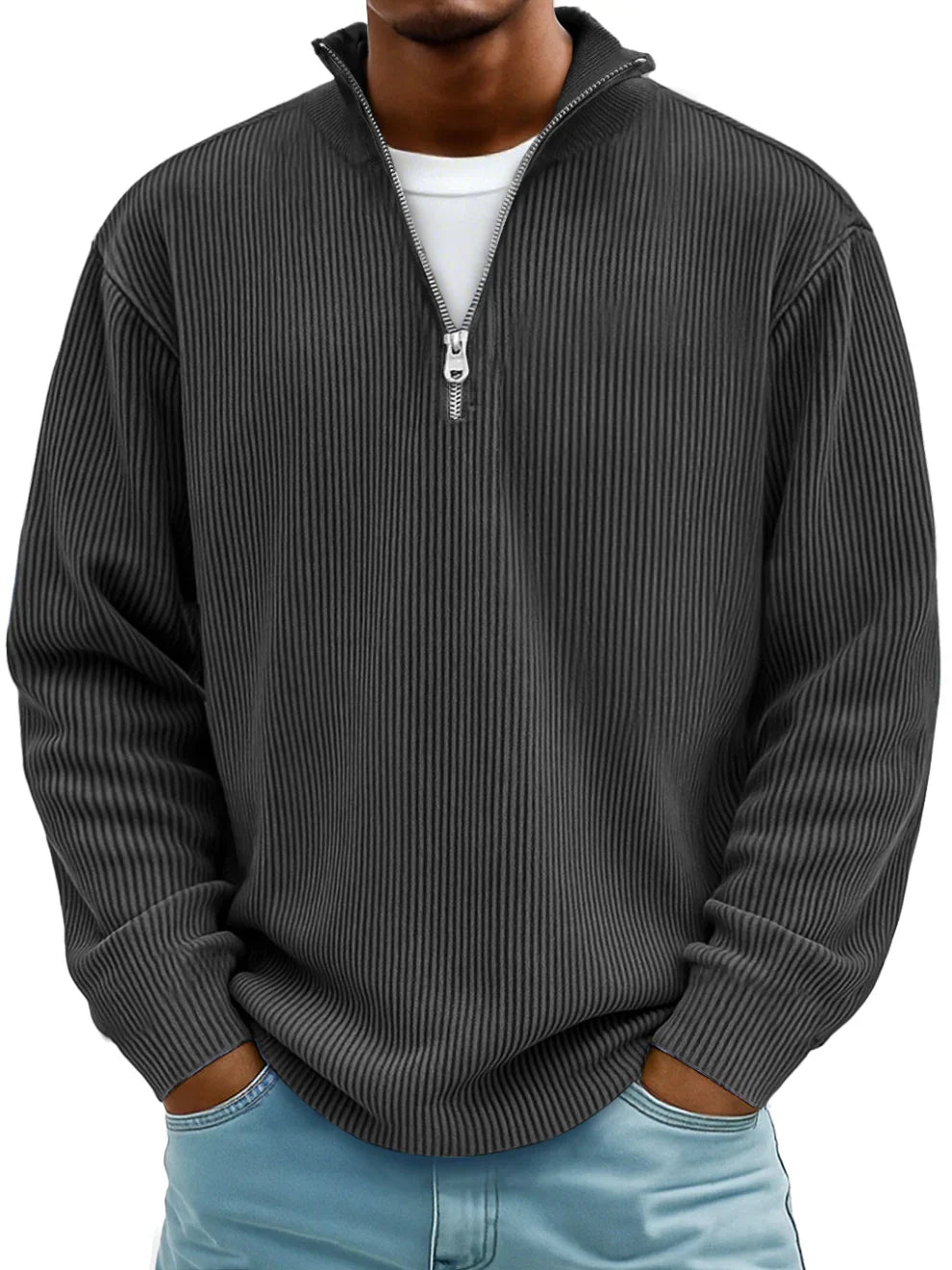 MANSSINO™ | Men's Ribbed Knit Half-Zip Pullover