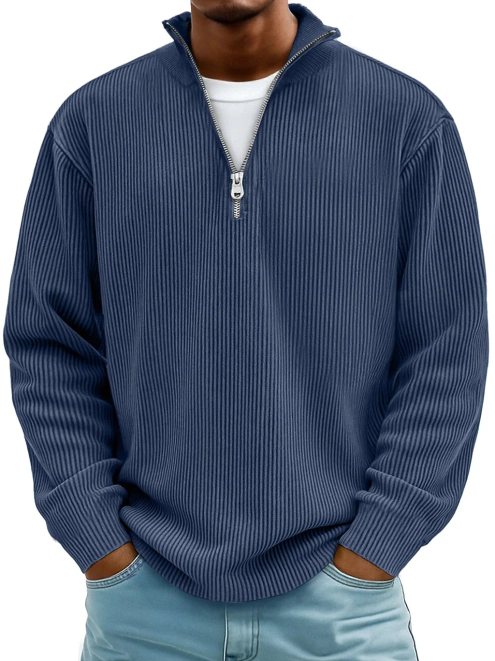 MANSSINO™ | Men's Ribbed Knit Half-Zip Pullover