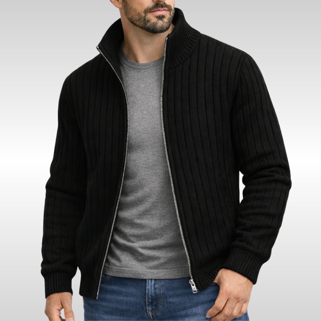 MANSSINO™ | Men's Ribbed Knit Zip Cardigan