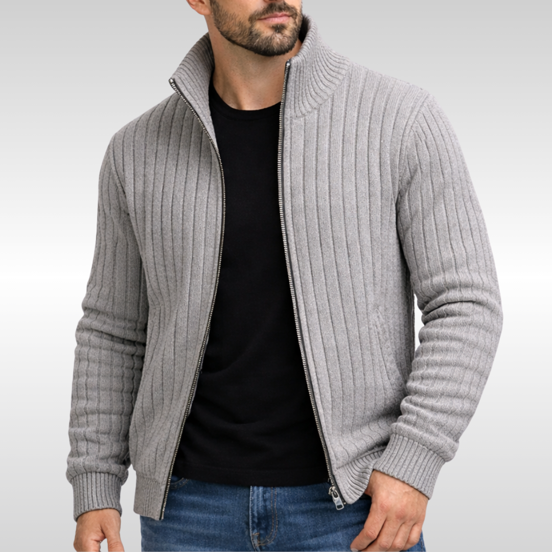 MANSSINO™ | Men's Ribbed Knit Zip Cardigan