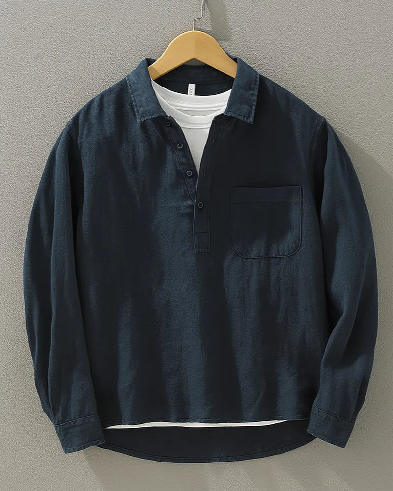 MANSSINO™ | Men's Cotton-Linen Half-Placket Shirt