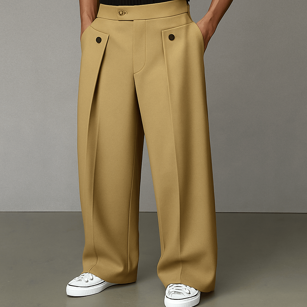 MANSSINO™ | Men's Pleated Button-Tab Trousers