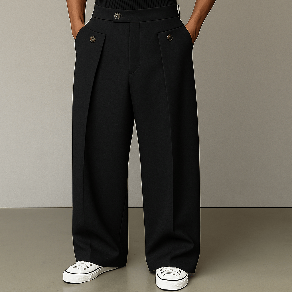 MANSSINO™ | Men's Pleated Button-Tab Trousers