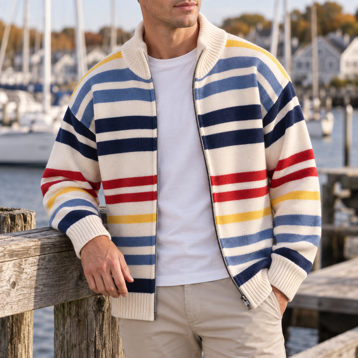 MANSSINO™ | Emmett Striped Zip Cardigan