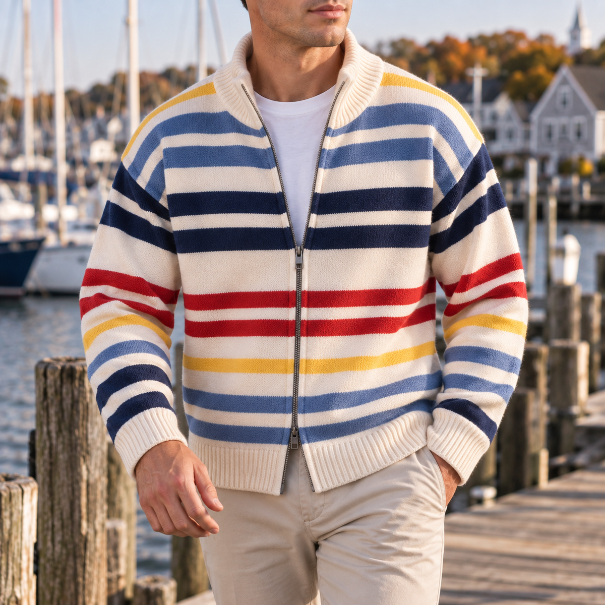 MANSSINO™ | Emmett Striped Zip Cardigan