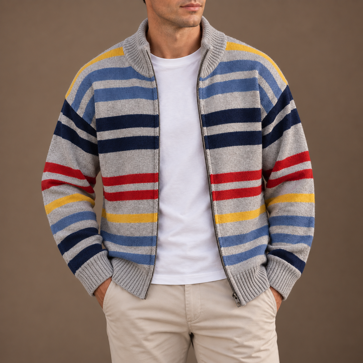 MANSSINO™ | Emmett Striped Zip Cardigan
