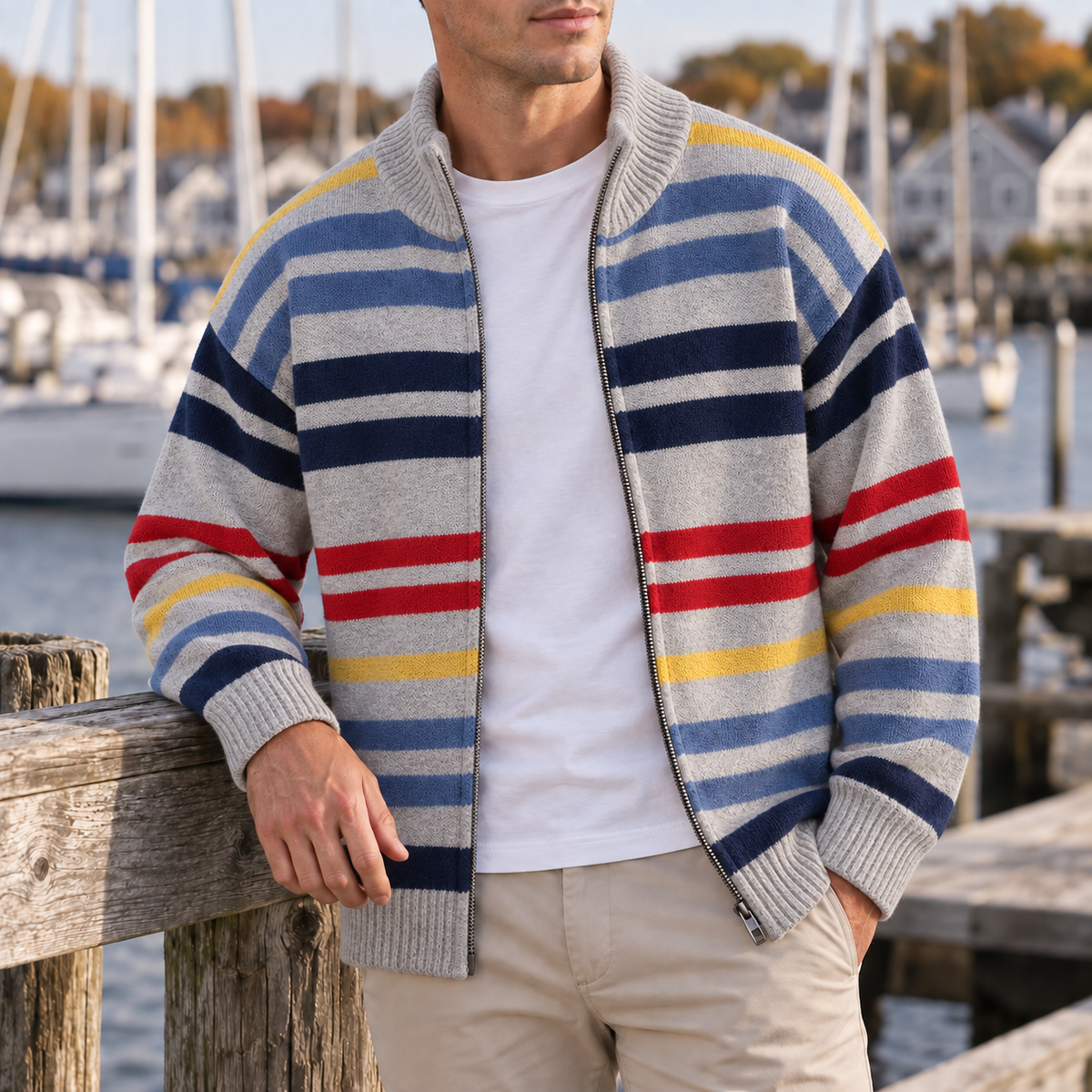 MANSSINO™ | Emmett Striped Zip Cardigan