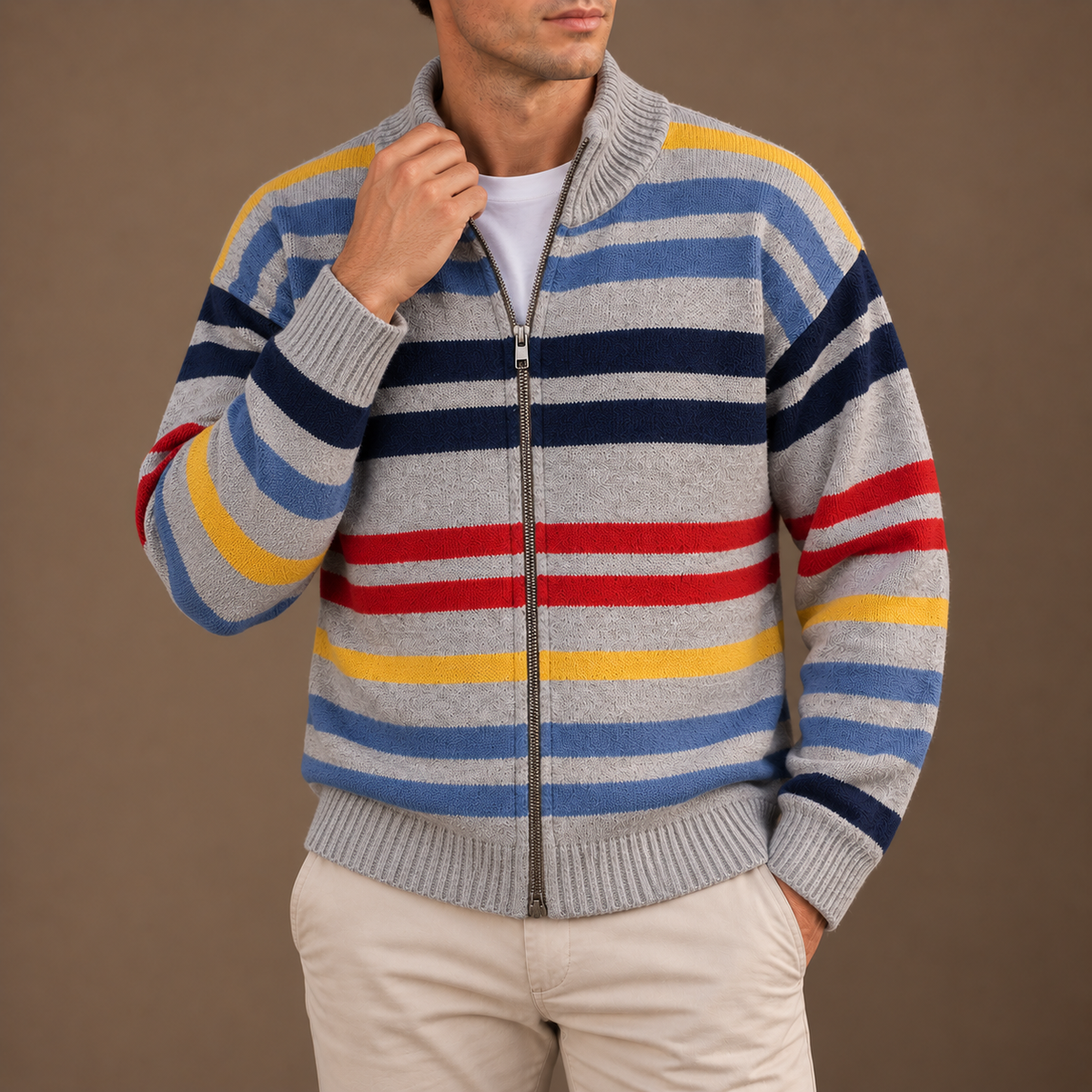 MANSSINO™ | Emmett Striped Zip Cardigan