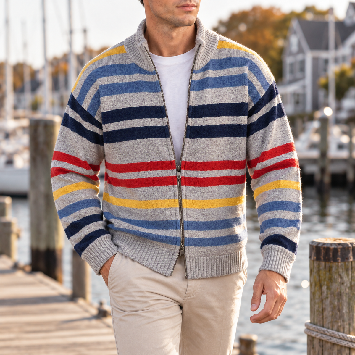 MANSSINO™ | Emmett Striped Zip Cardigan