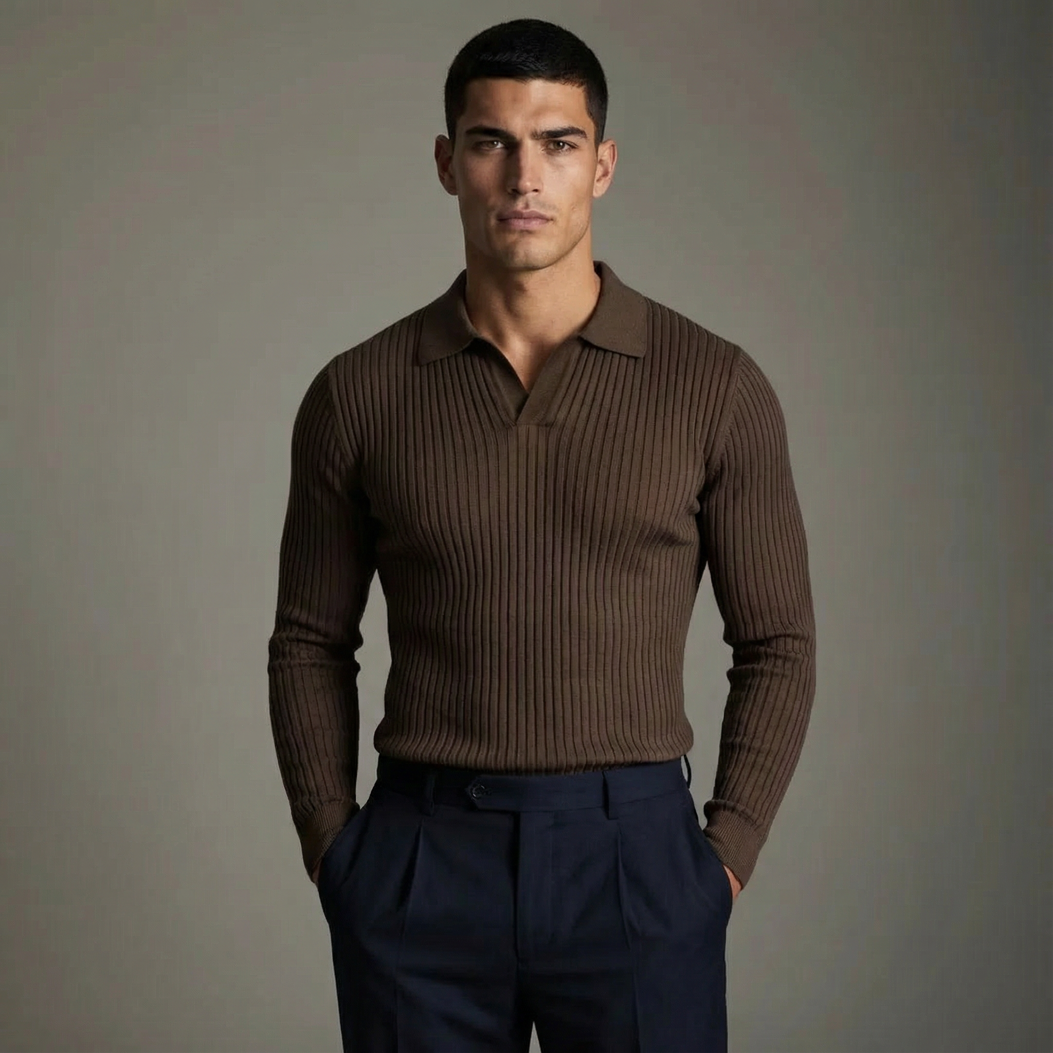 MANSSINO™ | Open-Collar Knitted Shirt