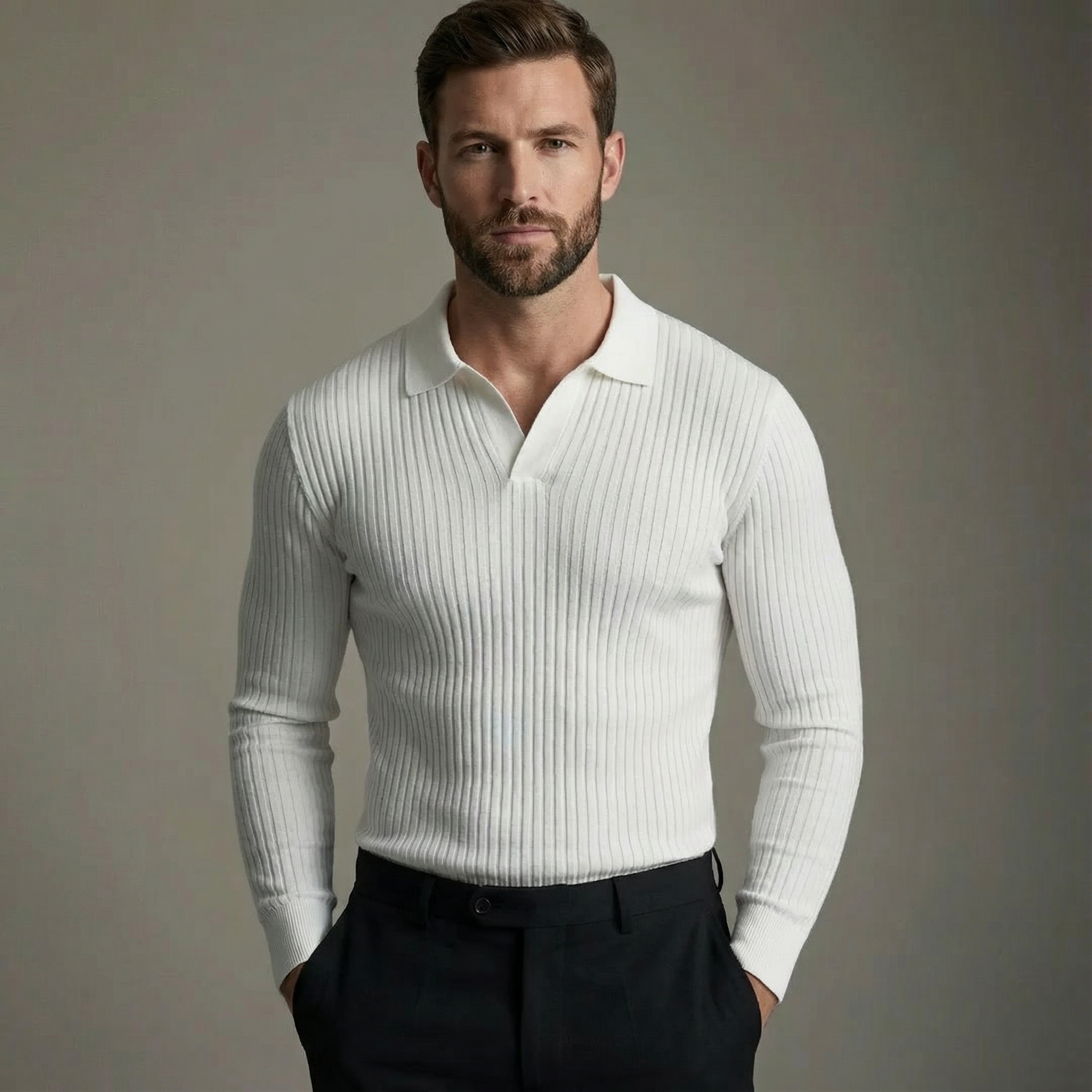 MANSSINO™ | Open-Collar Knitted Shirt