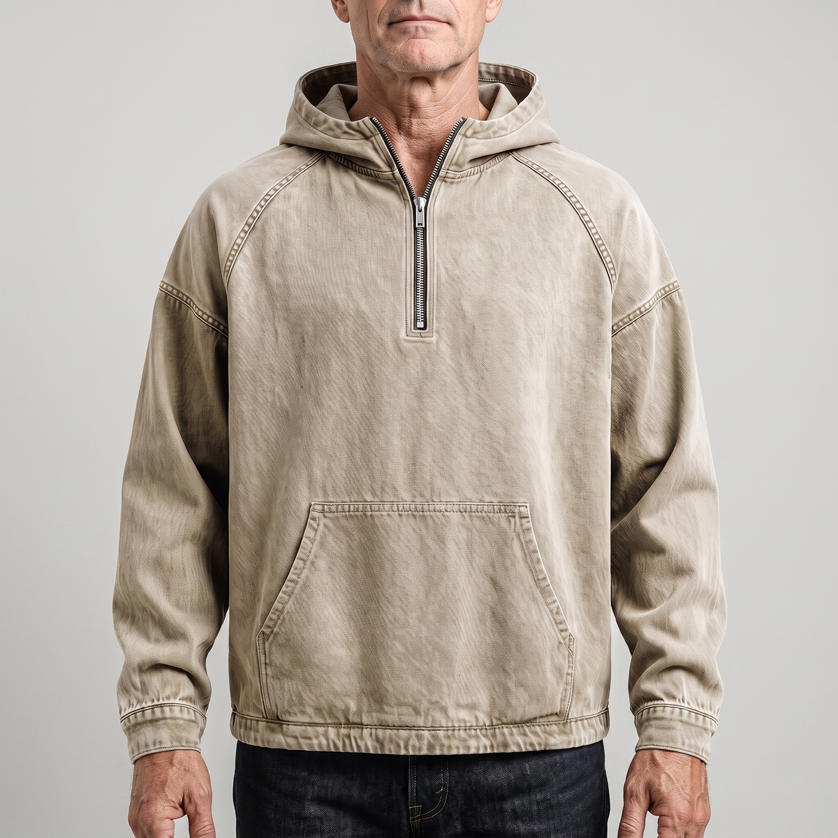 MANSSINO ™ | RIVINGTON HALF-ZIP DENIM JACKET