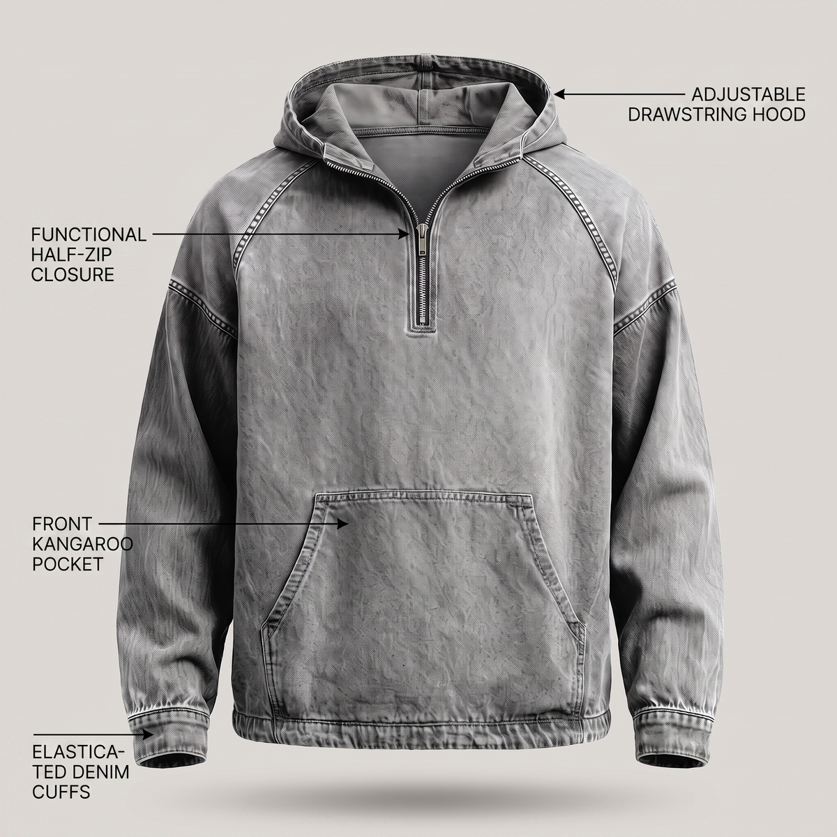 MANSSINO ™ | RIVINGTON HALF-ZIP DENIM JACKET