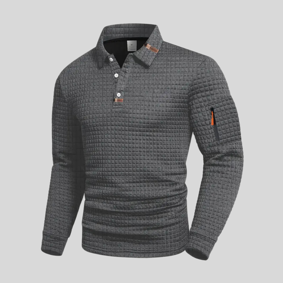 MANSSINO™ | Textured Long-Sleeve Polo