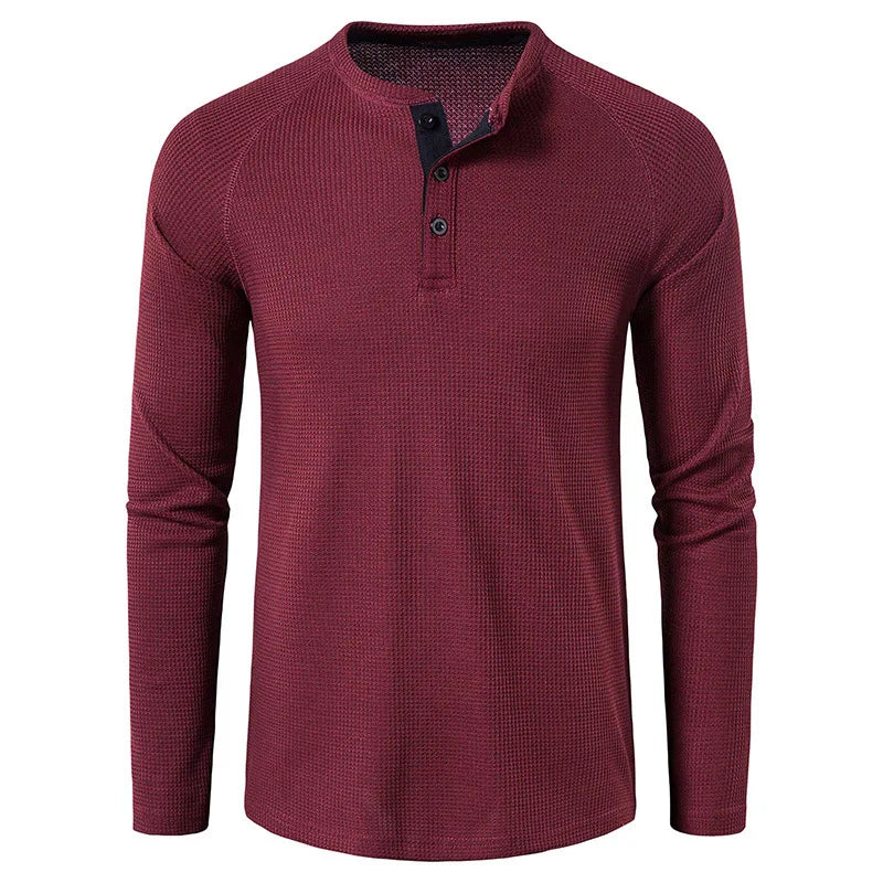 MANSSINO™ | Men's Waffle-Knit Henley Tee