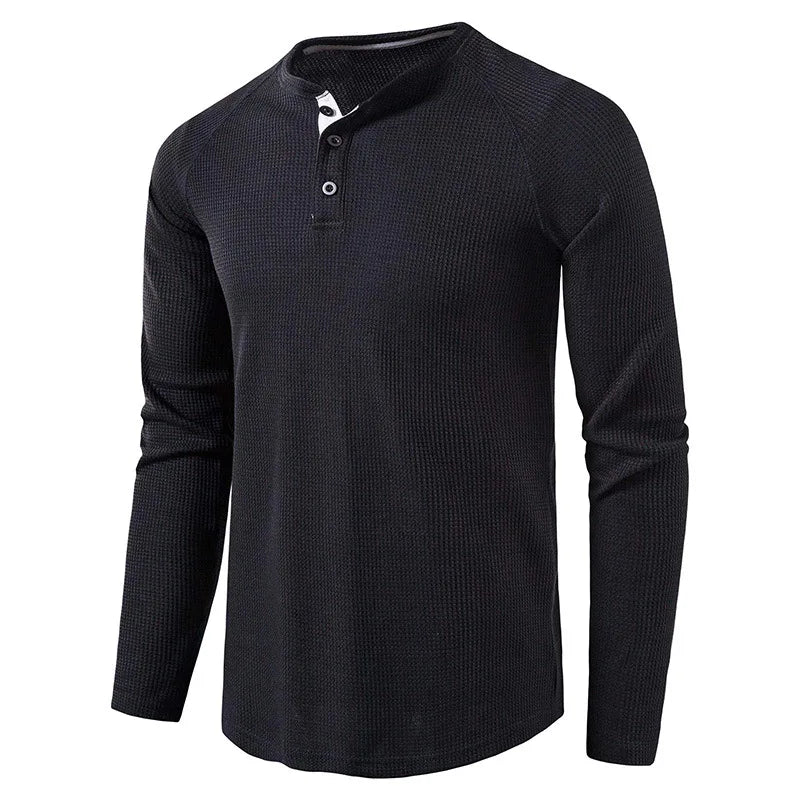 MANSSINO™ | Men's Waffle-Knit Henley Tee