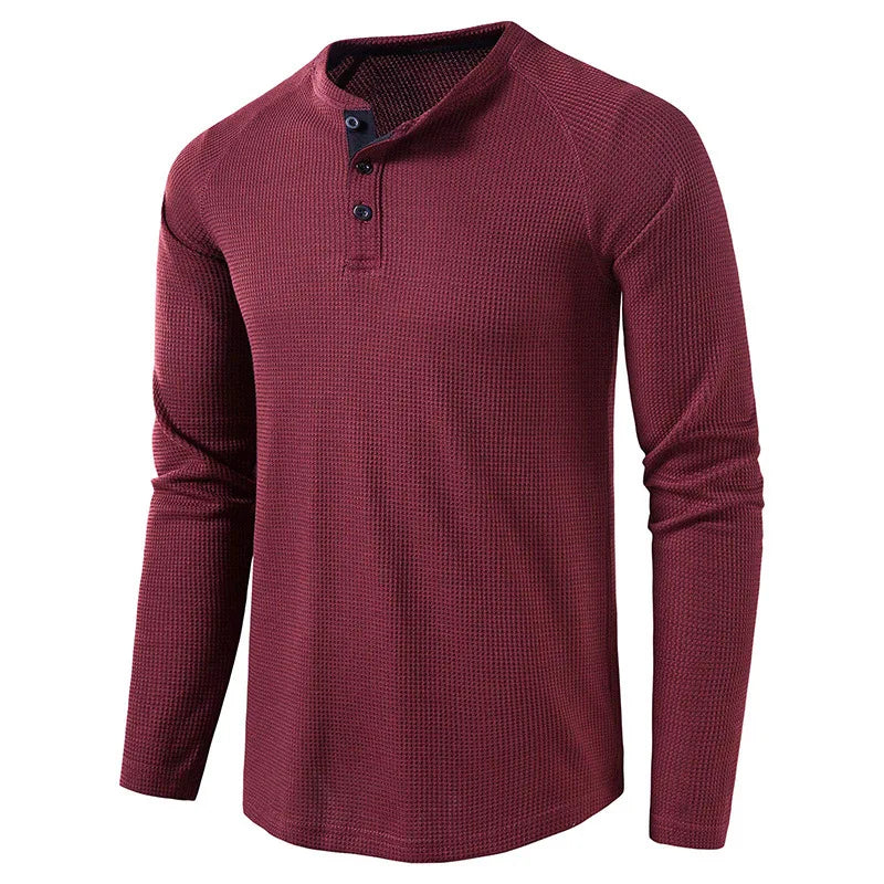 MANSSINO™ | Men's Waffle-Knit Henley Tee