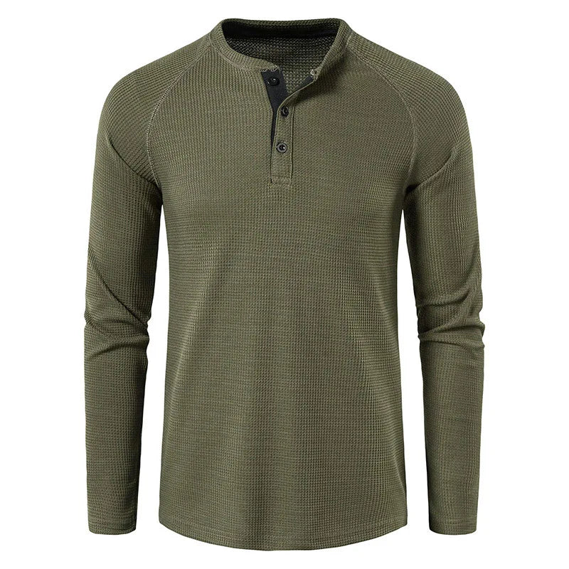 MANSSINO™ | Men's Waffle-Knit Henley Tee