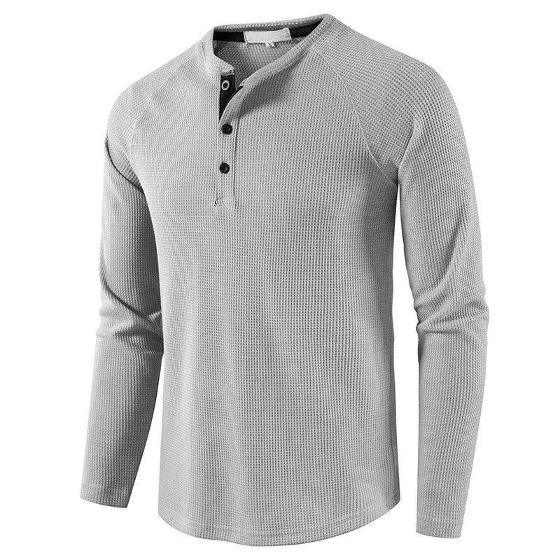 MANSSINO™ | Men's Waffle-Knit Henley Tee