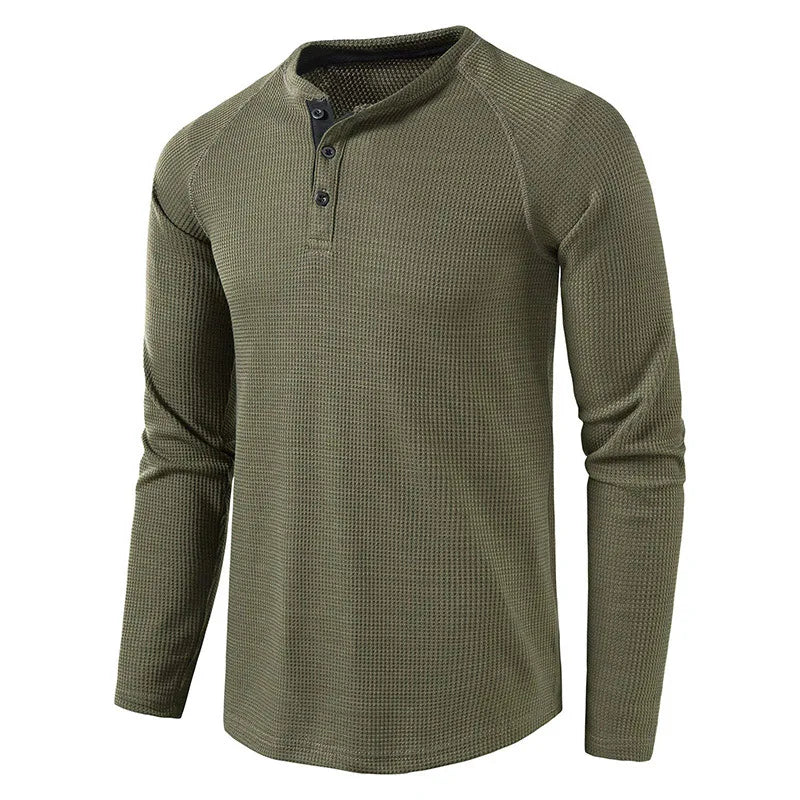 MANSSINO™ | Men's Waffle-Knit Henley Tee
