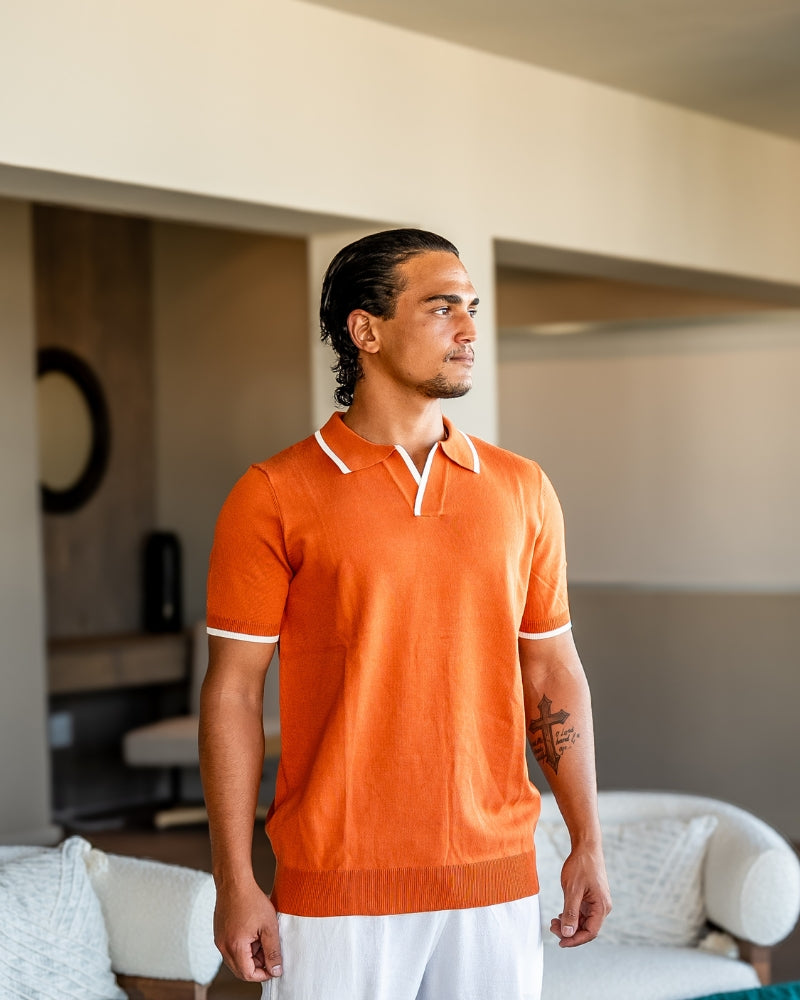 MANSSINO™ | White Trims Knit polo