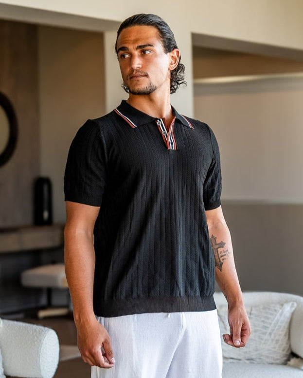 MANSSINO™ | HERRINGBONE KNIT POLO
