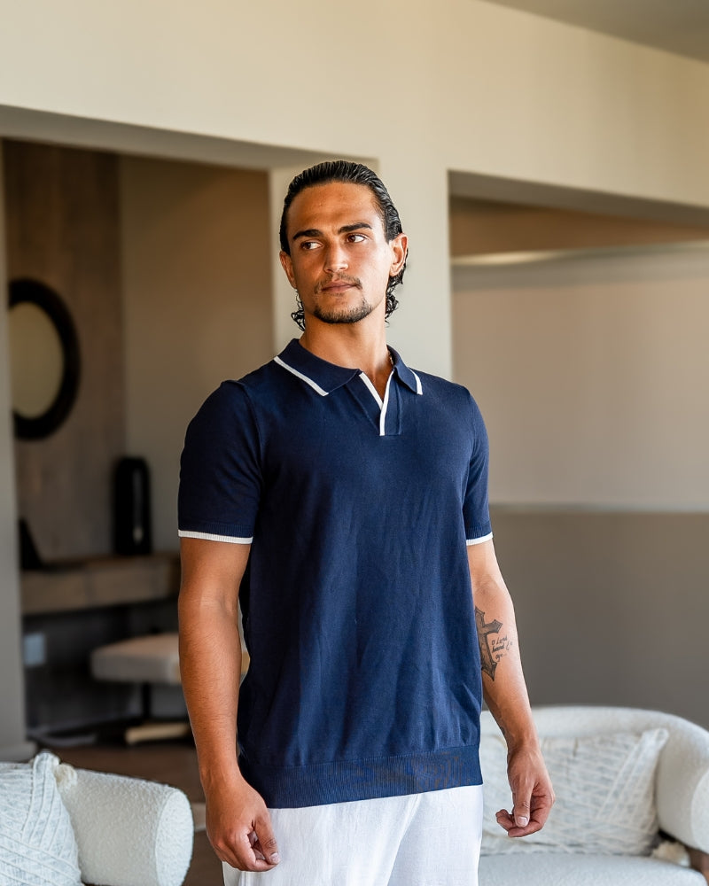 MANSSINO™ | White Trims Knit polo