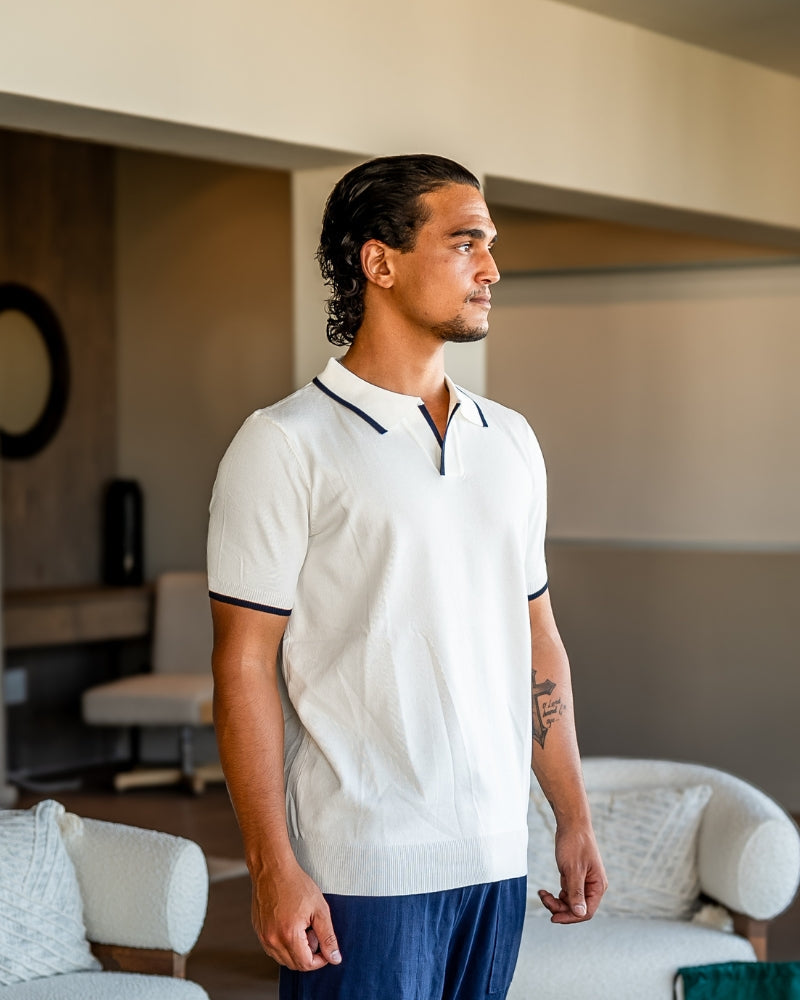 MANSSINO™ | White Trims Knit polo
