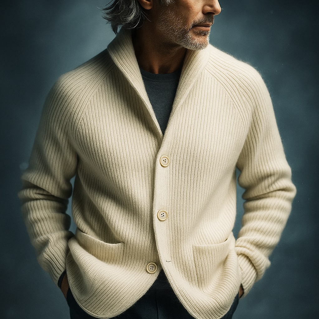 MANSSINO™ | Men's Ribbed Wool Shawl Collar Waistcoat