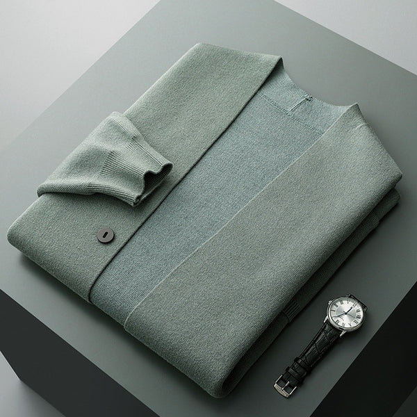 MANSSINO™ | Merino Stripe-Sleeve Button Cardigan