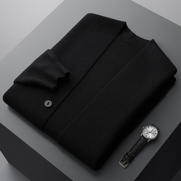MANSSINO™ | Merino Stripe-Sleeve Button Cardigan