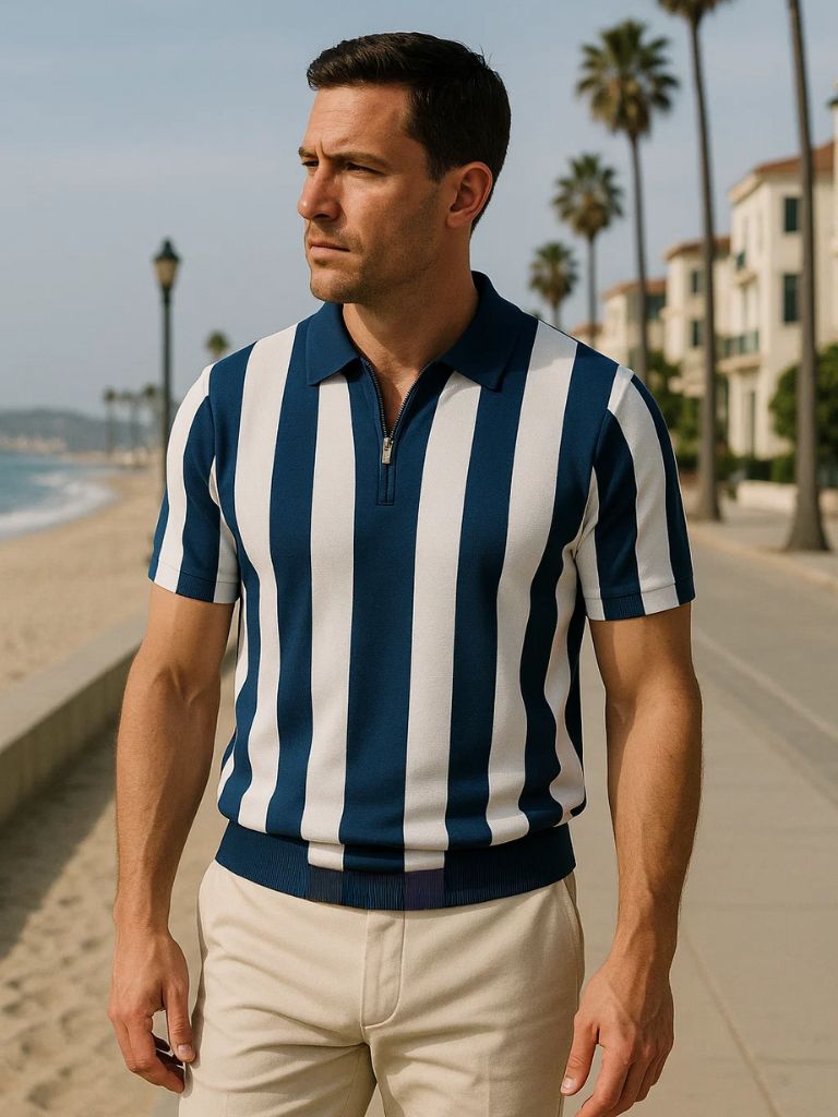MANSSINO™ | Striped Zip Polo