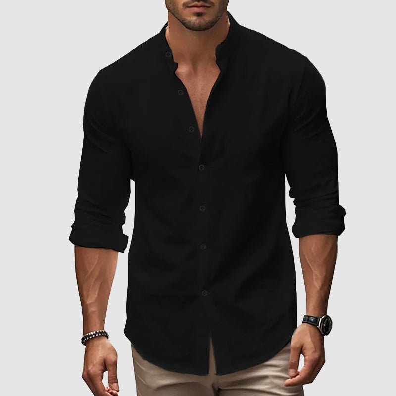 MANSSINO™ | Men's Linen-Cotton Band Collar