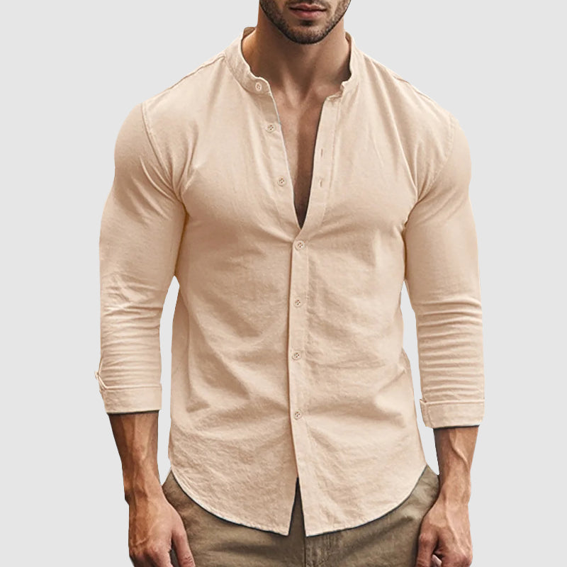 MANSSINO™ | Men's Linen-Cotton Band Collar