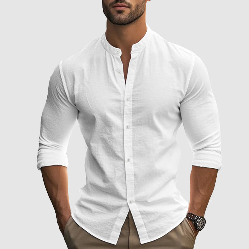 MANSSINO™ | Men's Linen-Cotton Band Collar