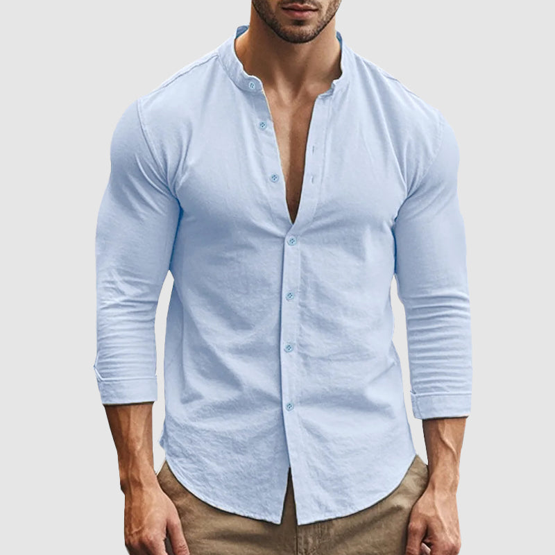 MANSSINO™ | Men's Linen-Cotton Band Collar