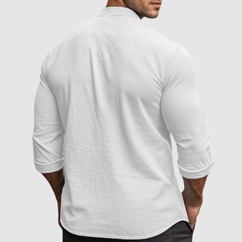 MANSSINO™ | Men's Linen-Cotton Band Collar