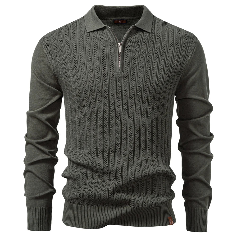 MANSSINO™ | Textured Zip-Neck Polo