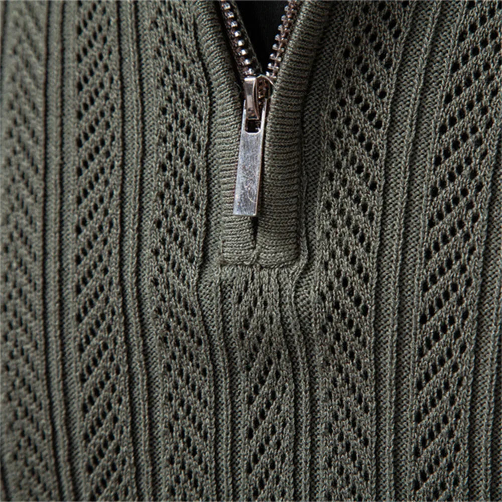 MANSSINO™ | Textured Zip-Neck Polo