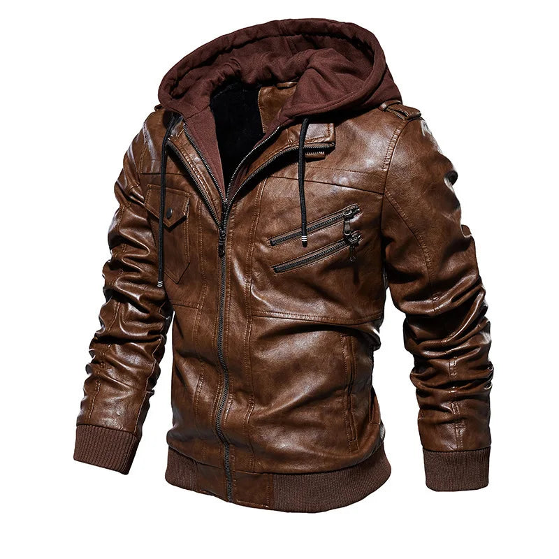 MANSSINO™ | Hooded Leather Jacket