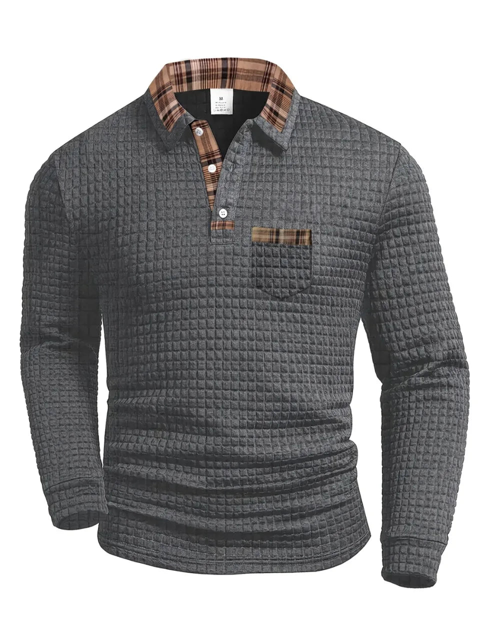 MANSSINO™ | Fine-Check Long Sleeve Polo