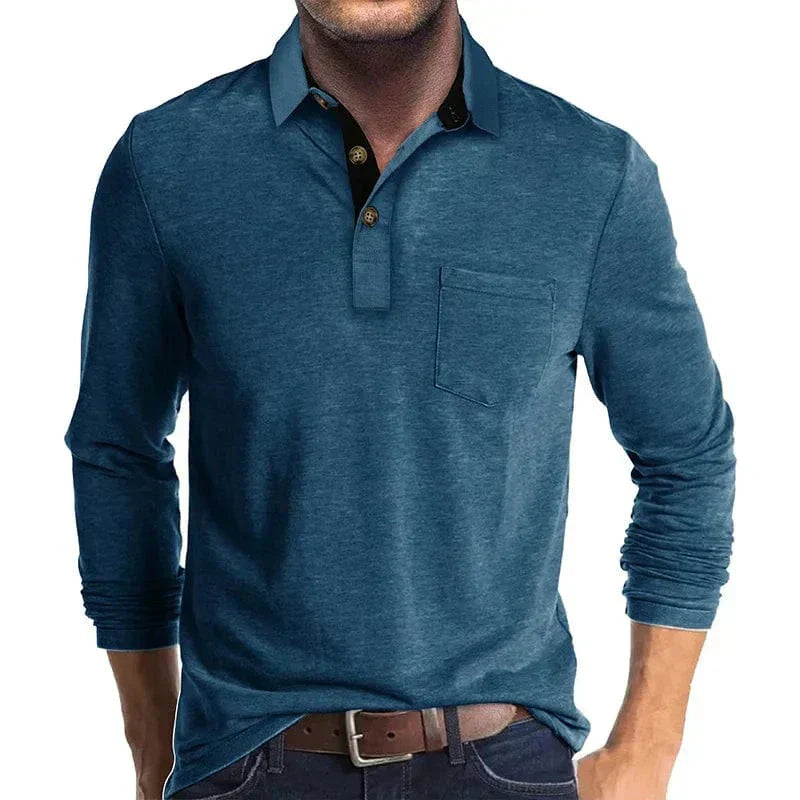 MANSSINO™ | Men's Long-Sleeve Jersey Polo with Pocket
