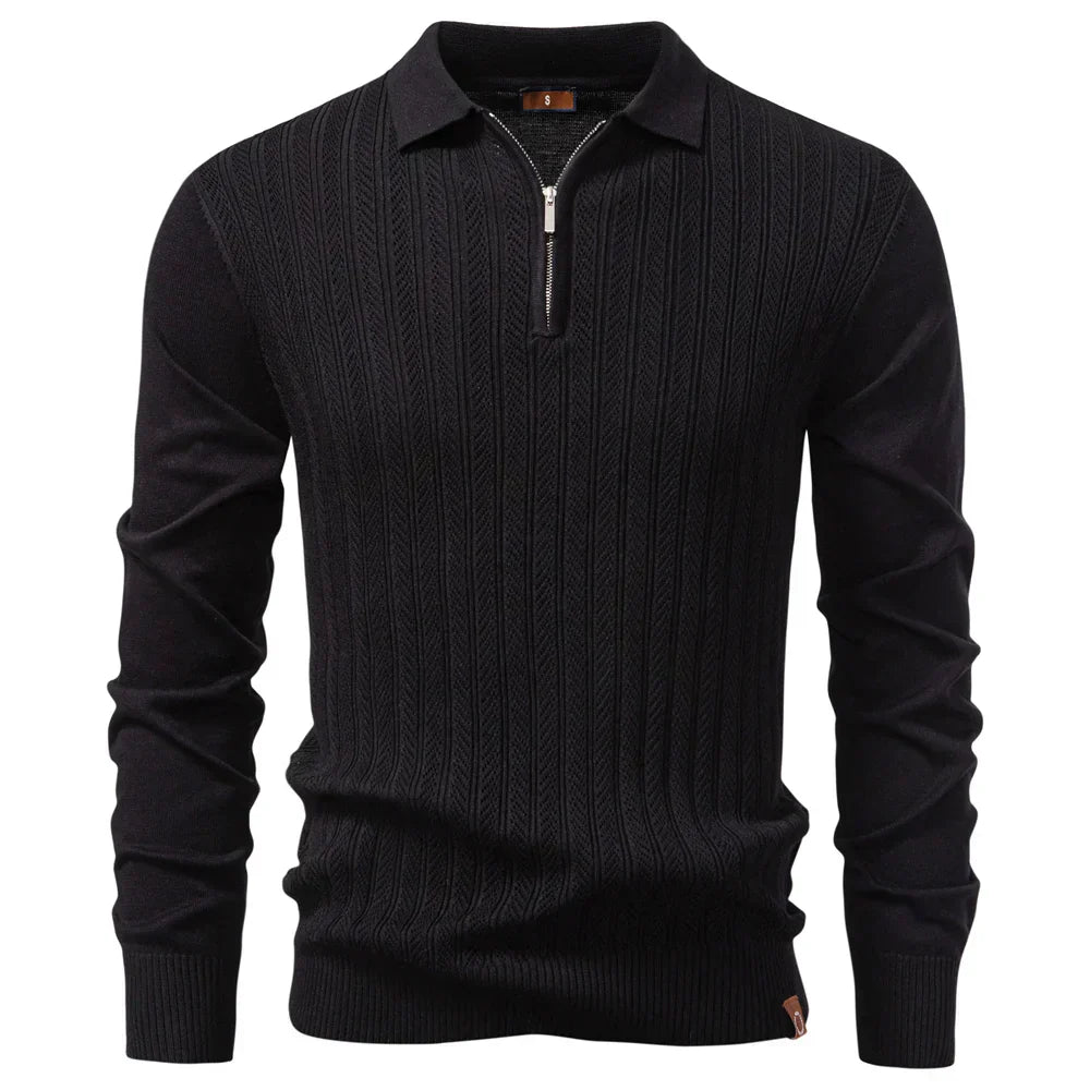 MANSSINO™ | Textured Zip-Neck Polo