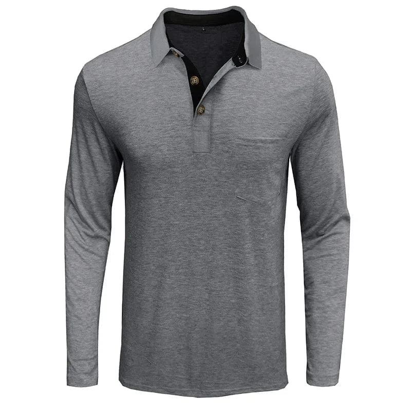 MANSSINO™ | Men's Long-Sleeve Jersey Polo with Pocket