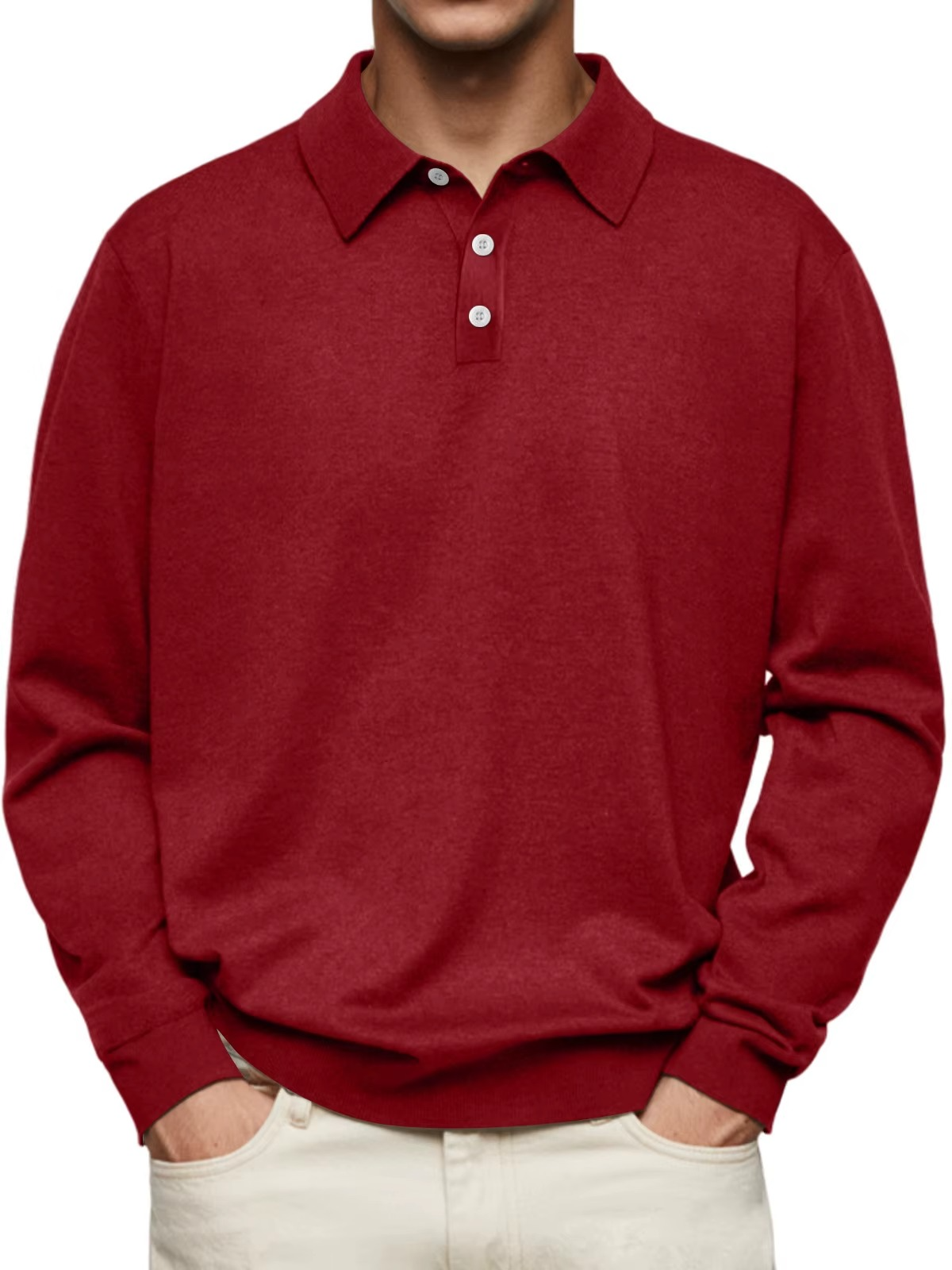MANSSINO™ | Men's Long-Sleeve Polo with Contrast Collar