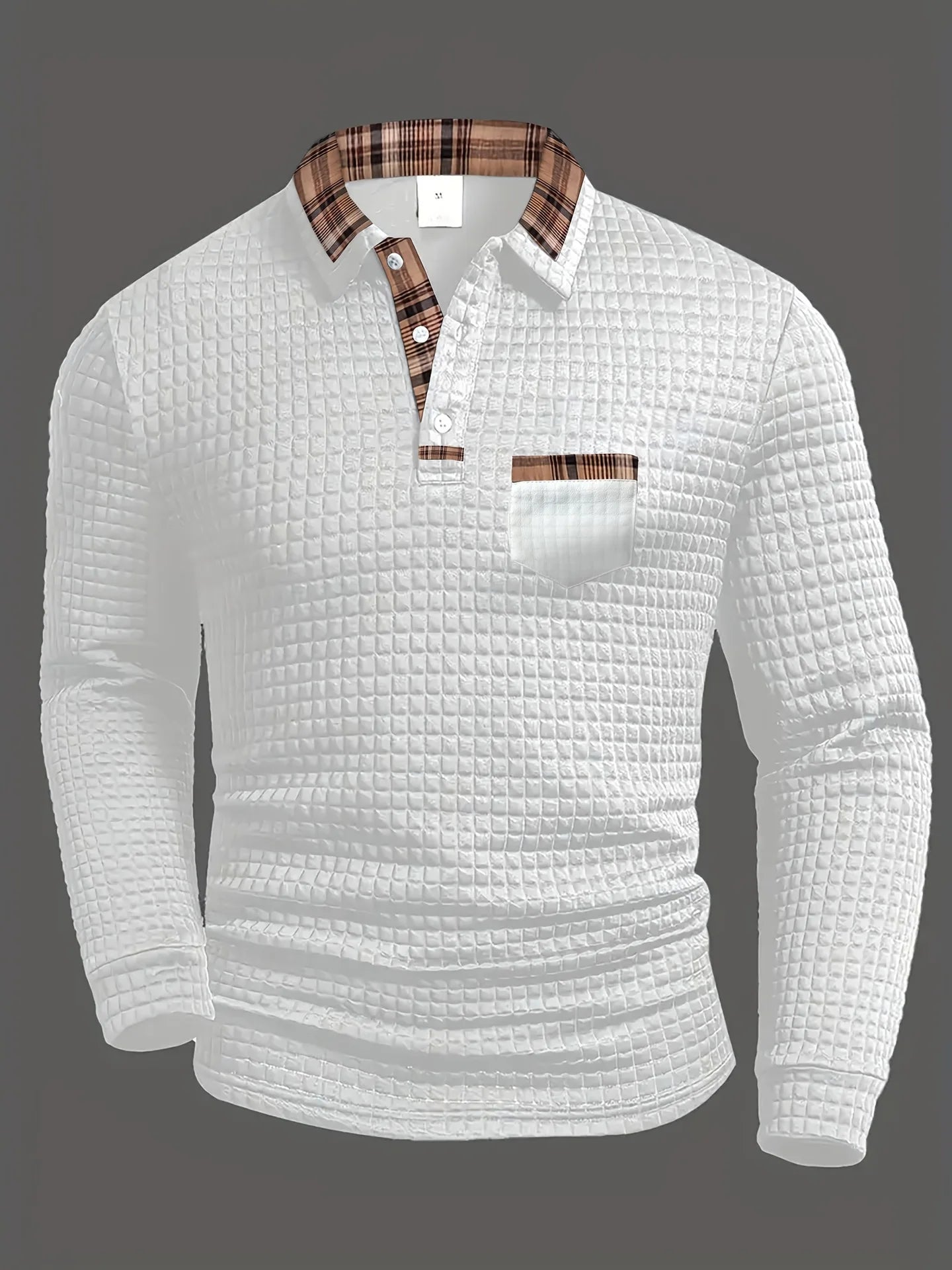 MANSSINO™ | Fine-Check Long Sleeve Polo